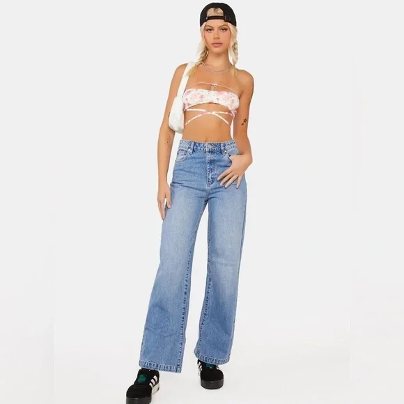 EUC ABrand A '94 High & Wide Jean‎ 32 Blue Faded 90's Vintage Style Streetwear - Picture 2 of 13